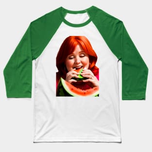 Redhead girl who loves watermelon Baseball T-Shirt